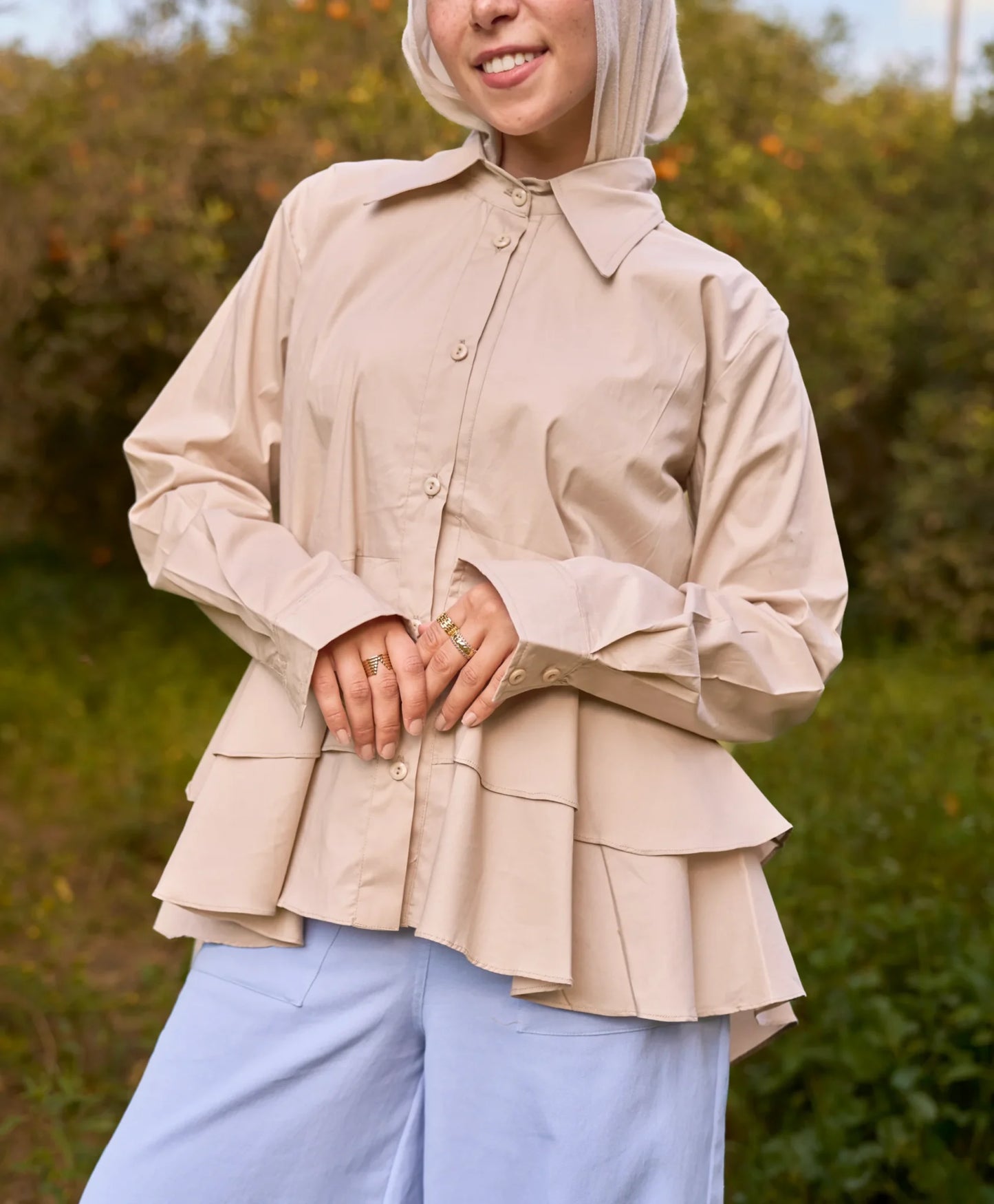 Beige Lotus blouse