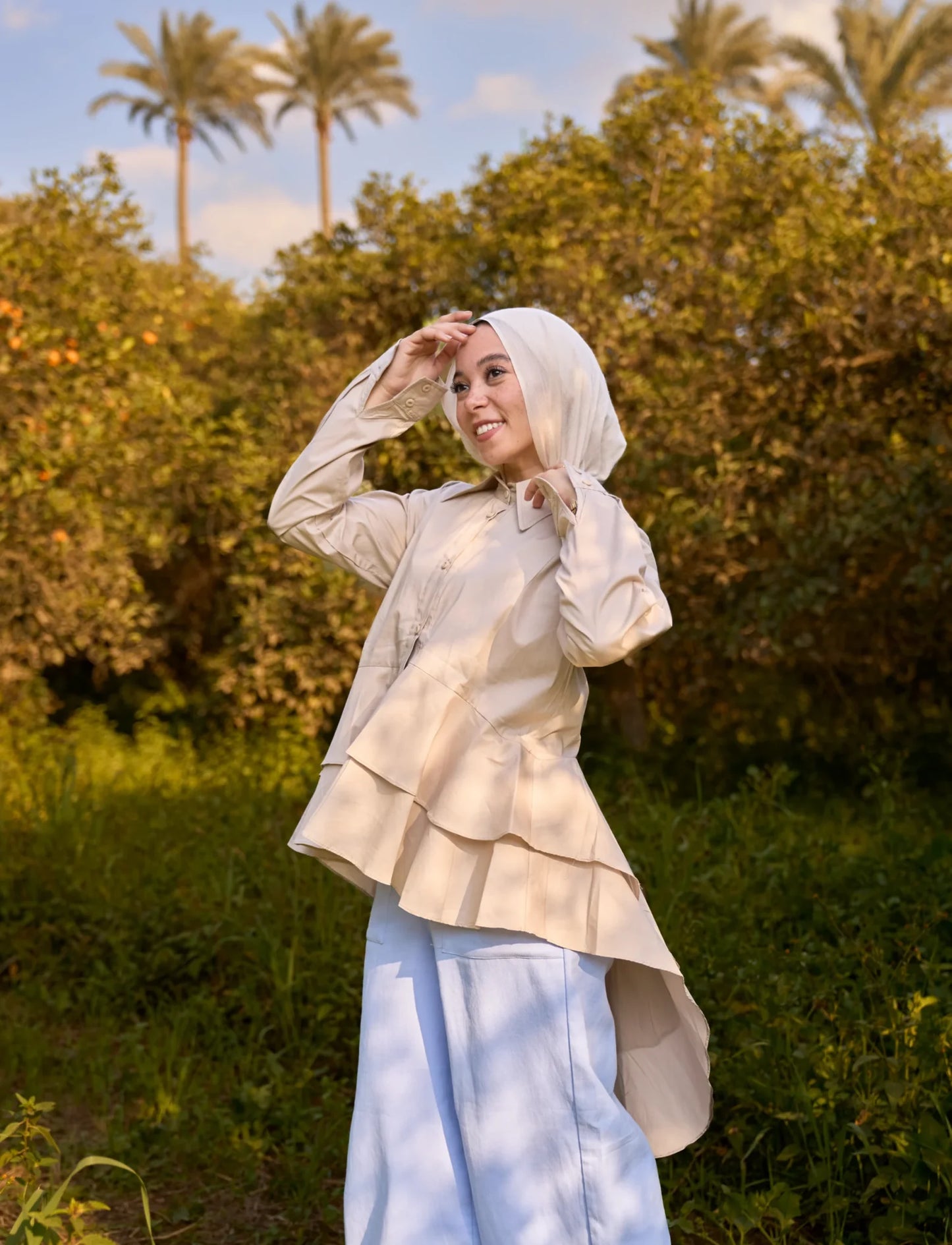 Beige Lotus blouse