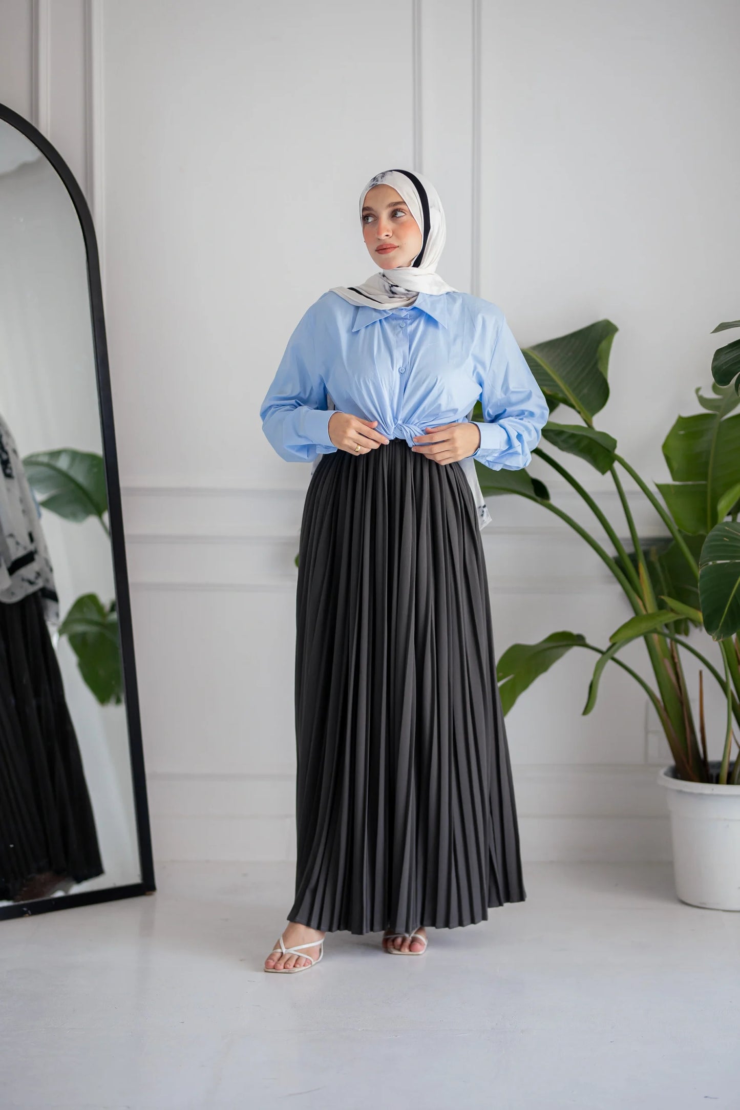 Grey Pleated Skirt