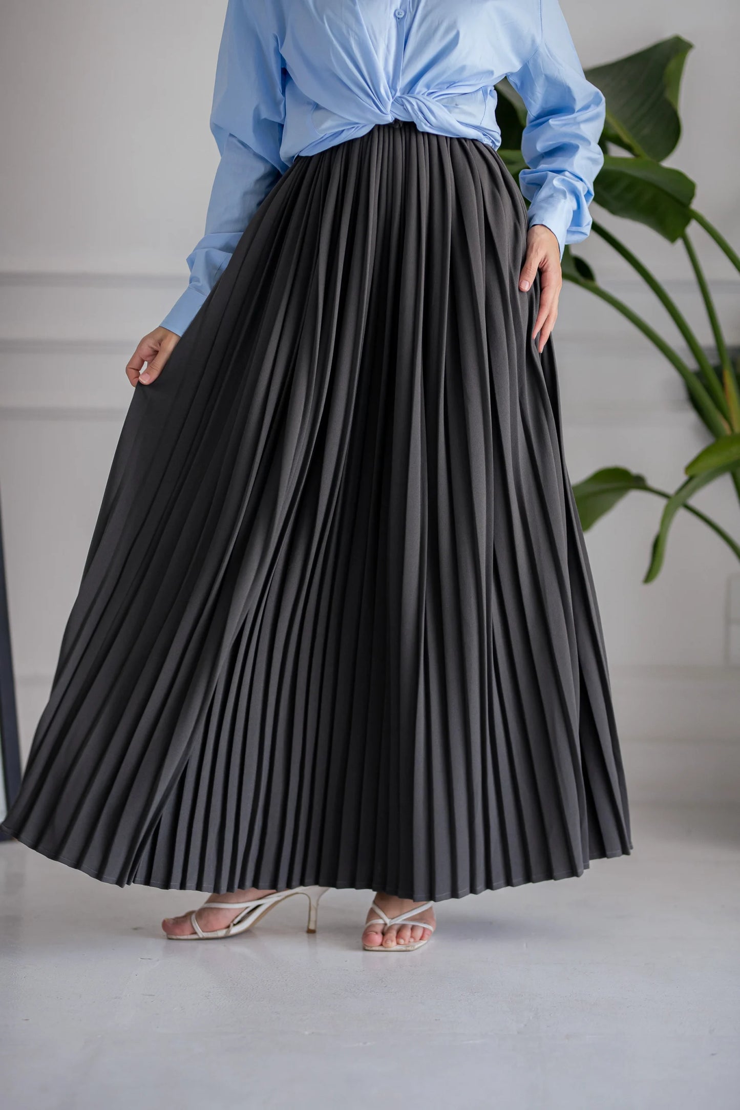 Grey Pleated Skirt