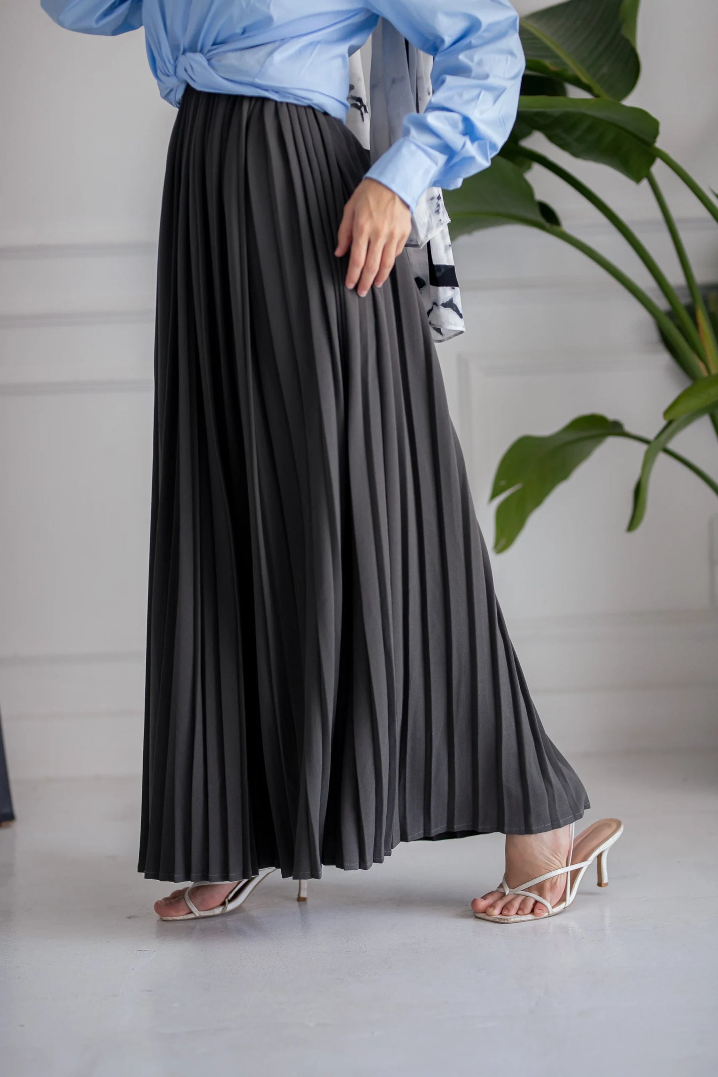 Grey Pleated Skirt