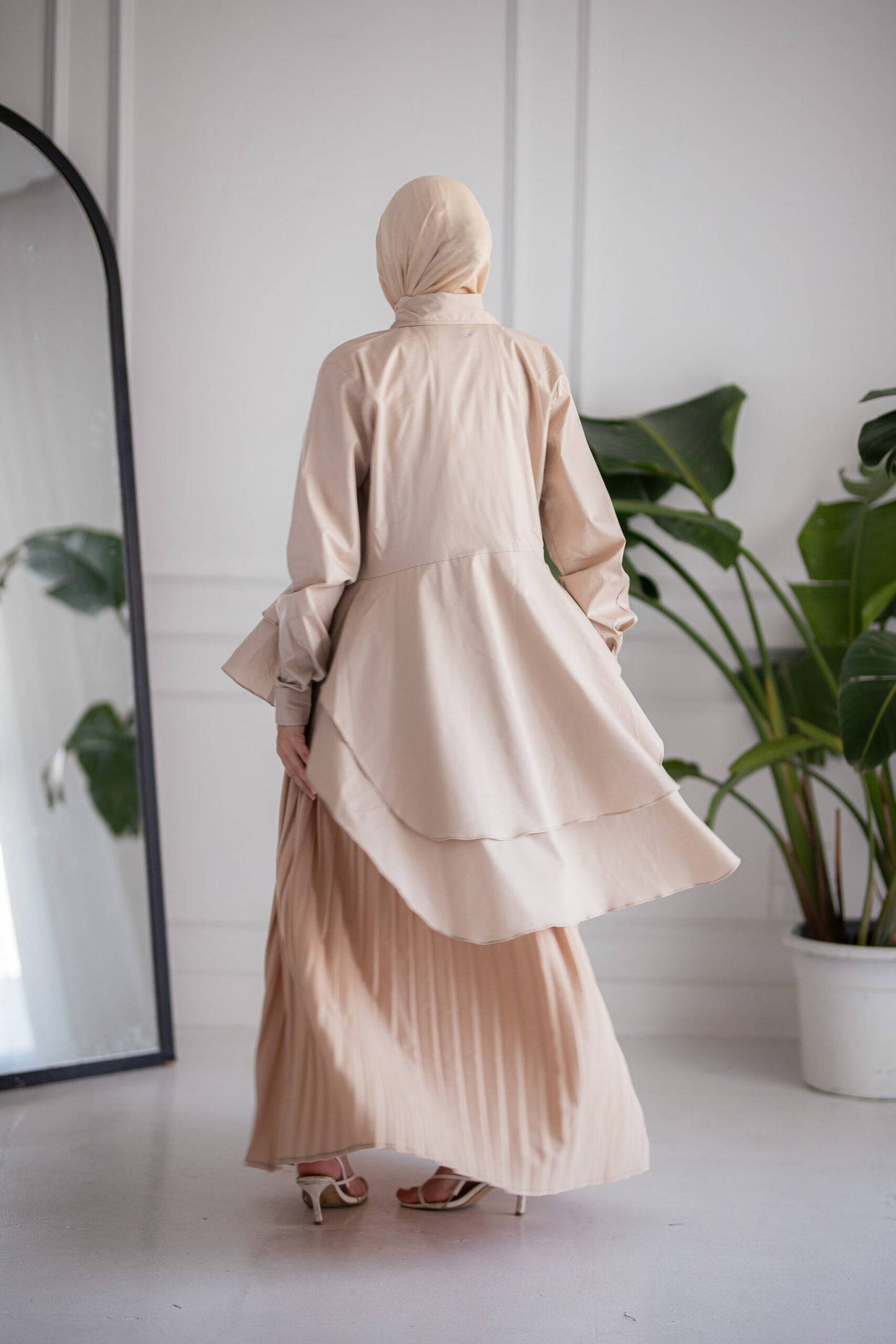 Beige Pleated Skirt