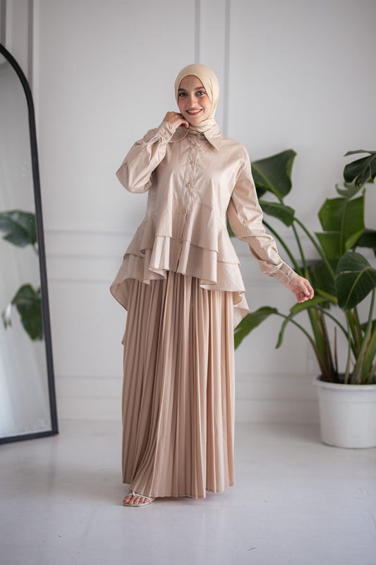 Beige Pleated Skirt