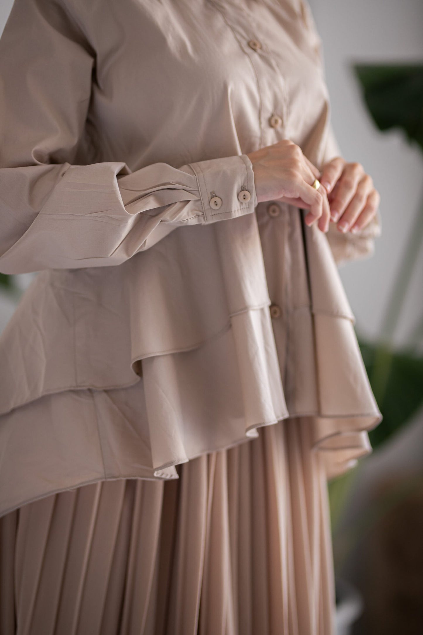 Beige Pleated Skirt