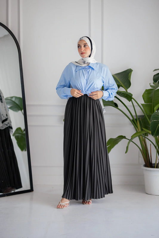 Grey Pleated Skirt