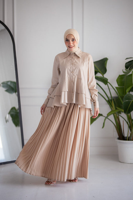Beige Pleated Skirt