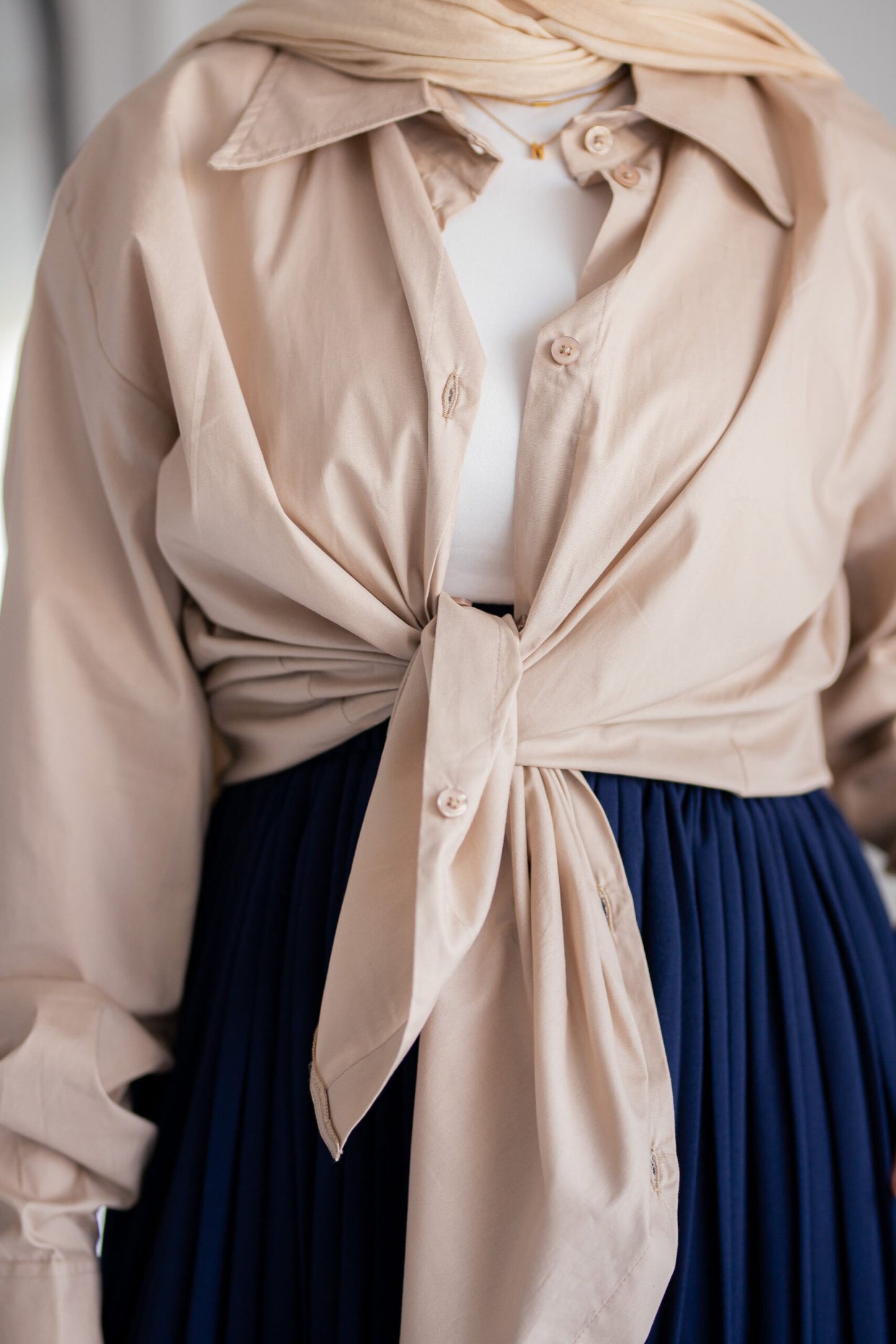 Navy Pleated Skirt