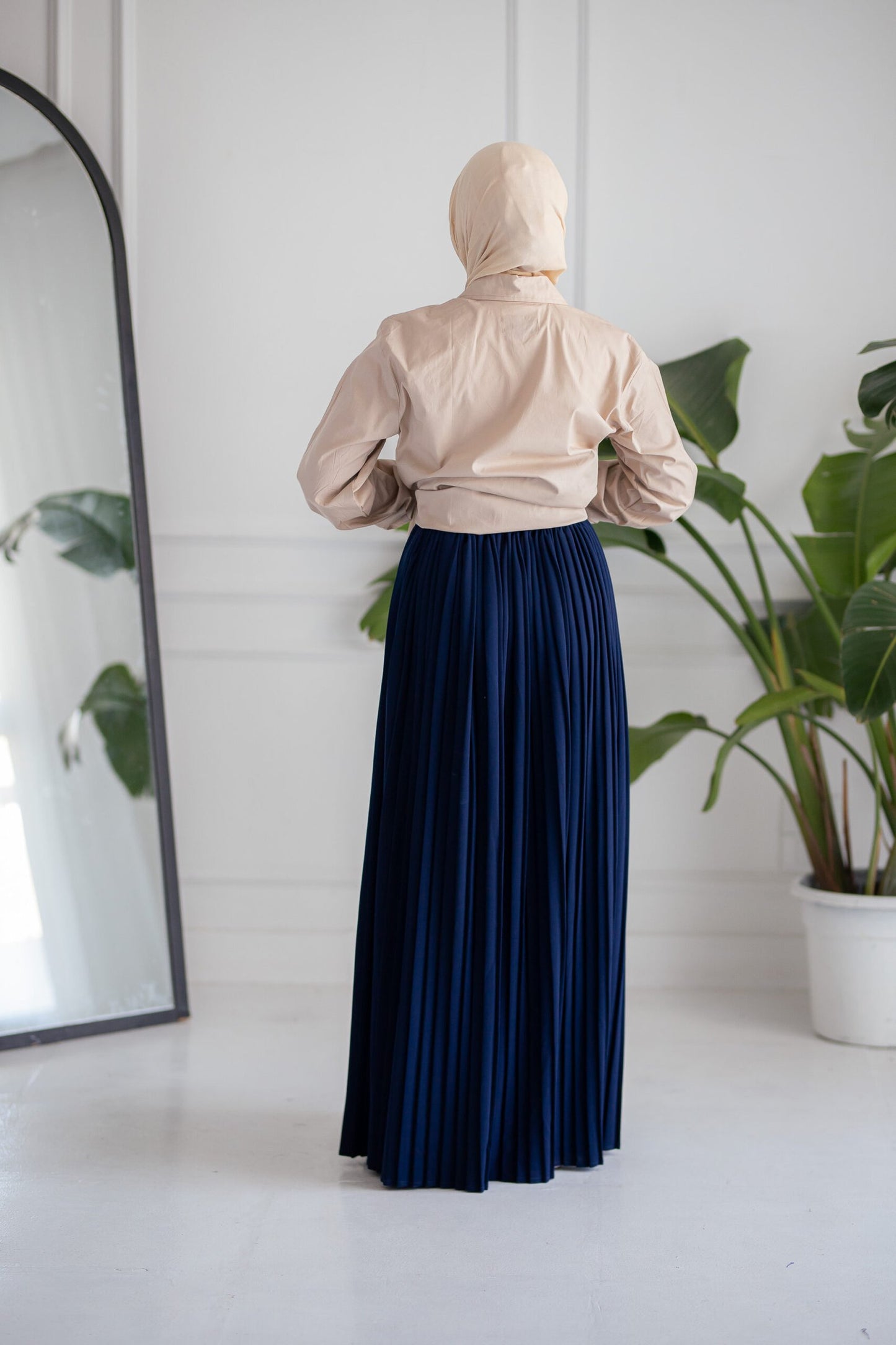 Navy Pleated Skirt