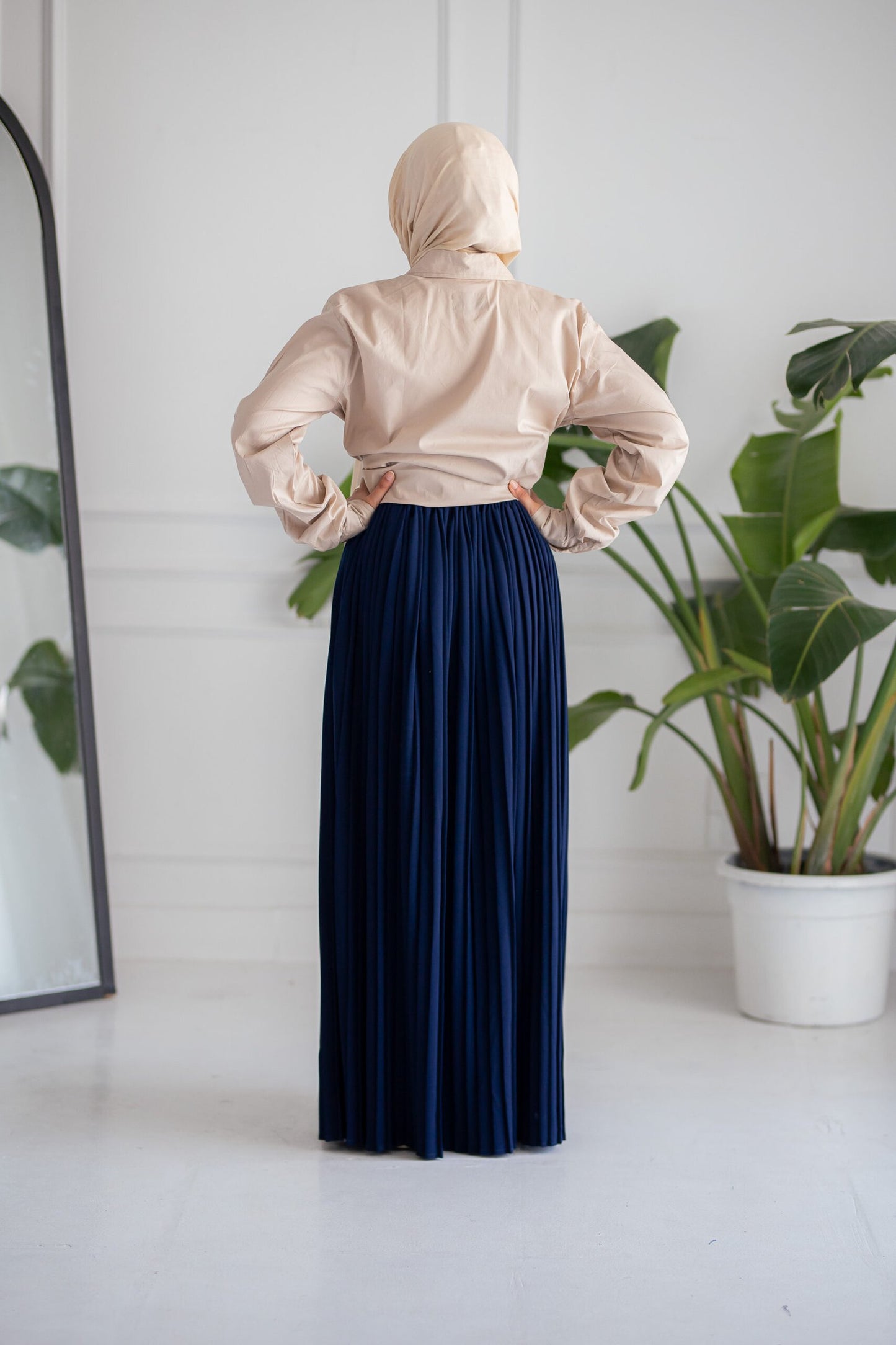 Navy Pleated Skirt